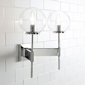 Pottery Barn Linden Double Sconce 17" Lighting Chrome Clear NEW NIB